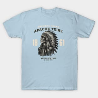 Art Illustration vintage of a American Indian - Apache Tribe T-Shirt